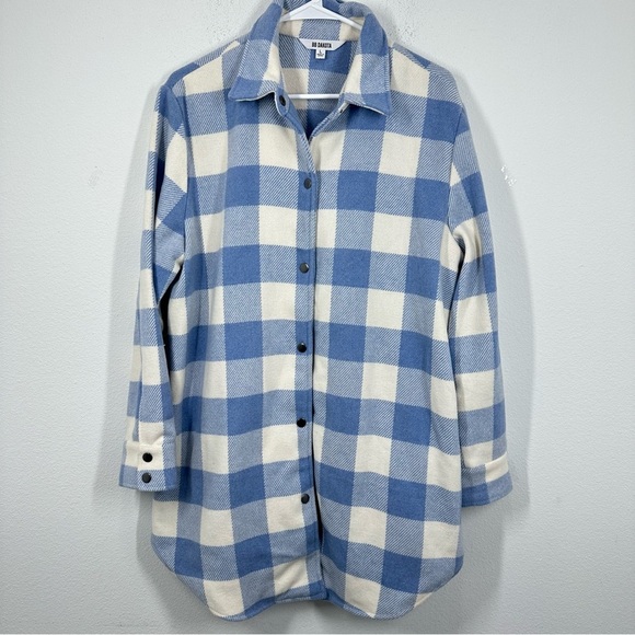 BB Dakota Eldridge Blue Buffalo Check Oversized Thick Shacket Jacket Fall Cozy - Picture 1 of 6